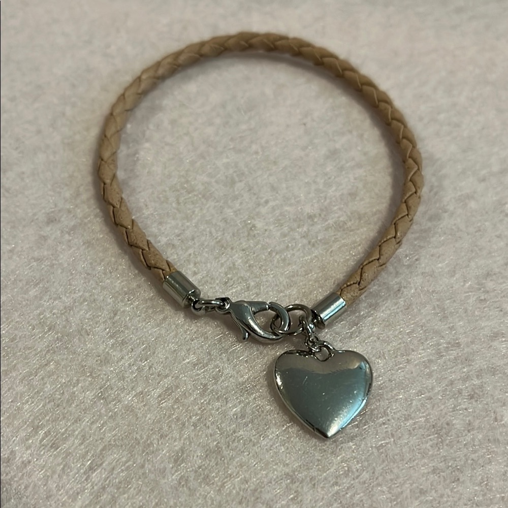 Braided Bracelet with Silver Heart Charm.